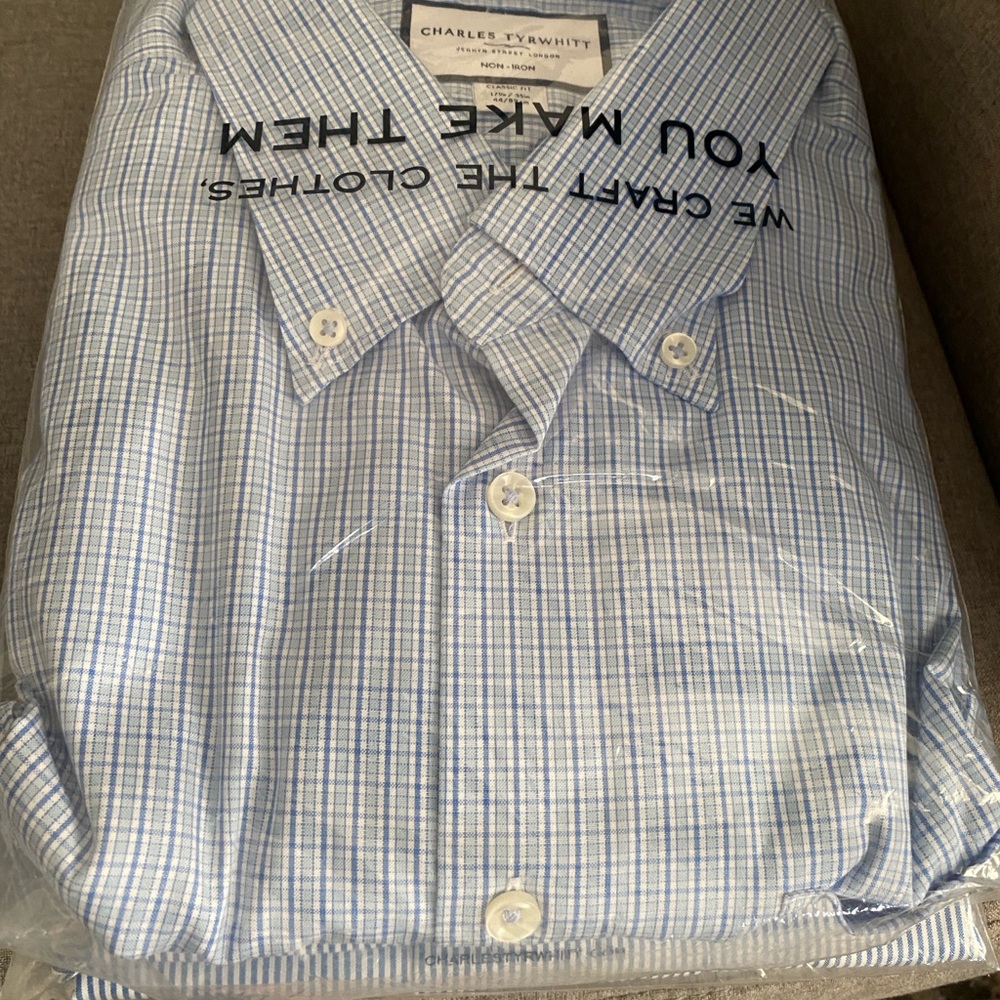 blue dress shirts by Charles Tyrwitt - 17.5 x 35 w/pockets  3/$75. Never worn !